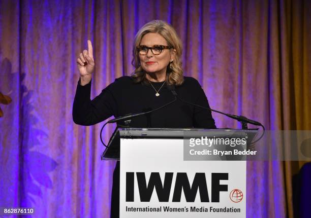 Cynthia McFadden speaks onstage at The International Women's Media Foundation's 28th Annual Courage In Journalism Awards Ceremony at Cipriani 42nd...