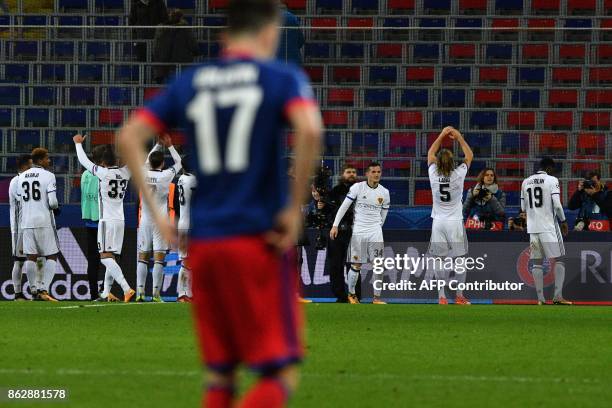 Basel's players thank supporters after the UEFA Champions League Group A football match between PFC CSKA Moscow and FC Basel 1893 at the VEB Arena...