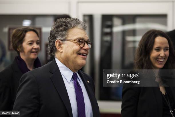 Senator Al Franken, a Democrat from Minnesota, heads to a roll call vote on Capitol Hill in Washington, D.C., U.S., on Wednesday, Oct. 18, 2017. A...