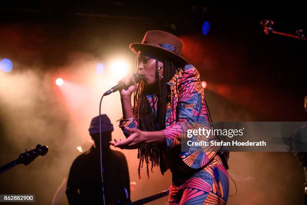 Rapper LaTanya Olatunji aka Akua Naru performs live on stage during a concert at Astra on October 18, 2017 in Berlin, Germany.