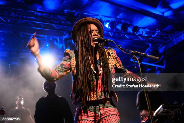 Rapper LaTanya Olatunji aka Akua Naru performs live on stage during a concert at Astra on October 18, 2017 in Berlin, Germany.