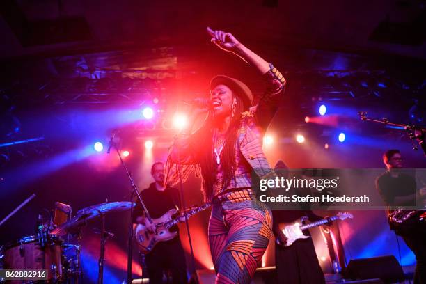 Rapper LaTanya Olatunji aka Akua Naru performs live on stage during a concert at Astra on October 18, 2017 in Berlin, Germany.