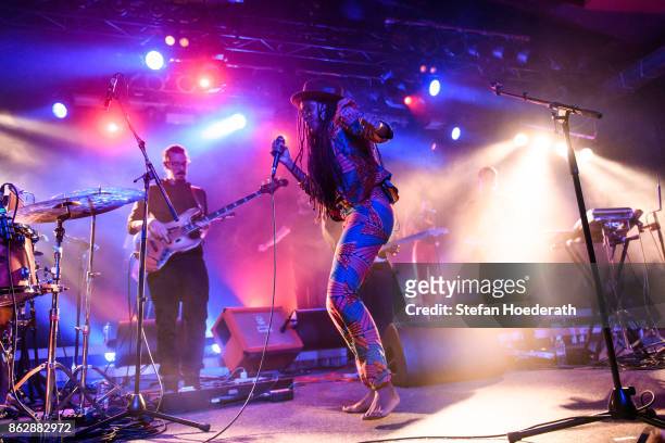Rapper LaTanya Olatunji aka Akua Naru performs live on stage during a concert at Astra on October 18, 2017 in Berlin, Germany.