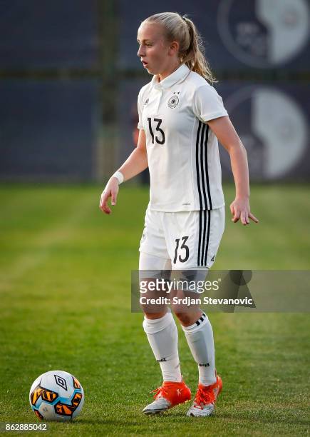 Caroline Siems of Germany in action during the international friendly match between U19 Women's Serbia and U19 Women's Germany at stadium Kralj Petar...