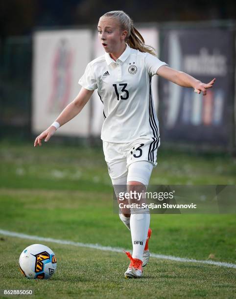 Caroline Siems of Germany in action during the international friendly match between U19 Women's Serbia and U19 Women's Germany at stadium Kralj Petar...