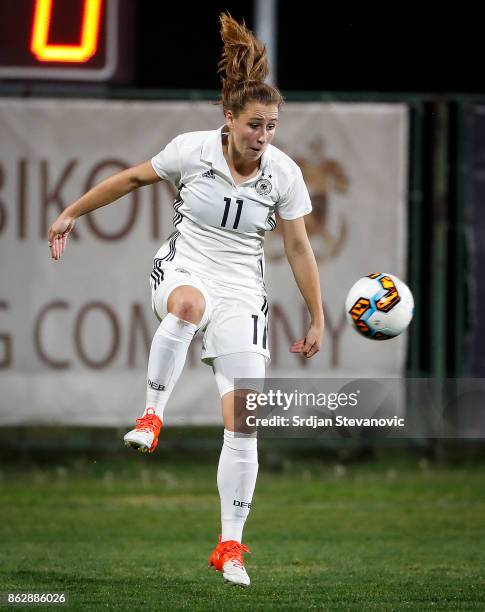 Anna Weis of Germany in action during the international friendly match between U19 Women's Serbia and U19 Women's Germany at stadium Kralj Petar Prvi...