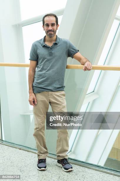 Daniel Abreu poses for the photographers during the presentation of LA DESNUDEZ in the theater of the Channel of Madrid. Spain October 18, 2017