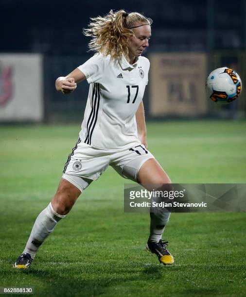 Annalena Rieke of Germany in action during the international friendly match between U19 Women's Serbia and U19 Women's Germany at stadium Kralj Petar...