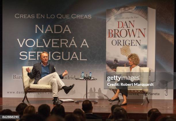 Dan Brown presents his new book 'Origen' at La Pedrera on October 18, 2017 in Barcelona, Spain.