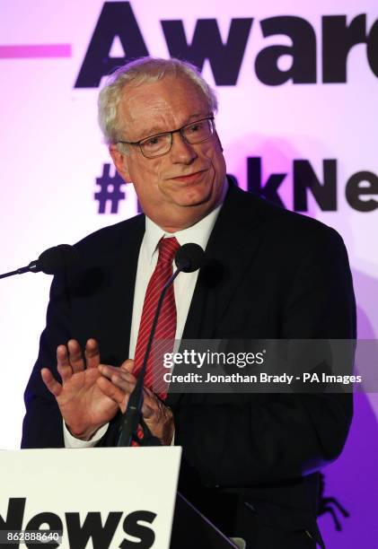 Chris Smith speaks during the the PinkNews awards dinner at One Great George Street in London.