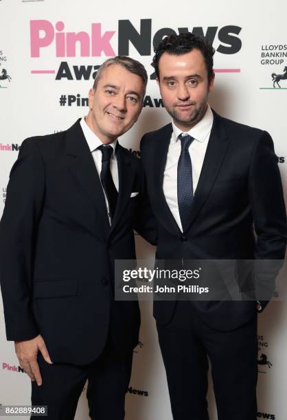 Fergus O'Brien and Daniel Mays attend the Pink News Awards 2017 held at One Great George Street on October 18, 2017 in London, England.