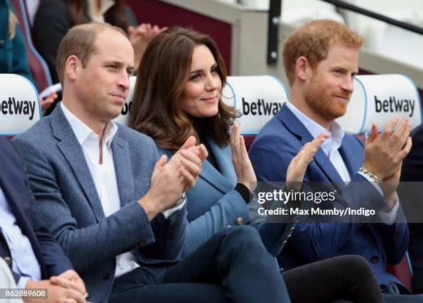 Prince William, Duke of Cambridge, Catherine, Duchess of Cambridge and Prince Harry attend the Coach Core graduation ceremony for more than 150 Coach...