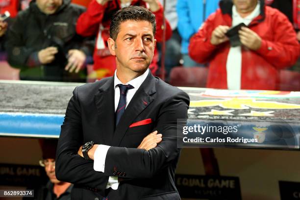 Benfica's coach Rui Vitoria from Portugal during SL Benfica v Manchester United - UEFA Champions League round three match at Estadio da Luz on...