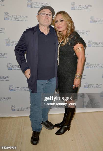 Phil Collins and Orianne Collins attend the Little Dreams Foundation Gala Press Conference at Faena Hotel on October 18, 2017 in Miami Beach, Florida.