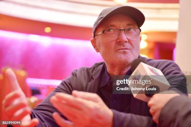 Phil Collins attends the Little Dreams Foundation Gala Press Conference at Faena Hotel on October 18, 2017 in Miami Beach, Florida.