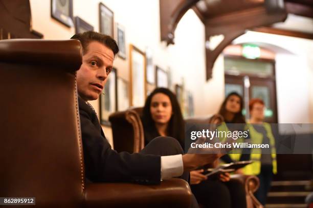 Former White House Communications Director Anthony Scaramucci addresses students at The Cambridge Union on October 18, 2017 in Cambridge,...