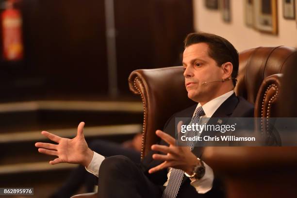 Former White House Communications Director Anthony Scaramucci addresses students at The Cambridge Union on October 18, 2017 in Cambridge,...