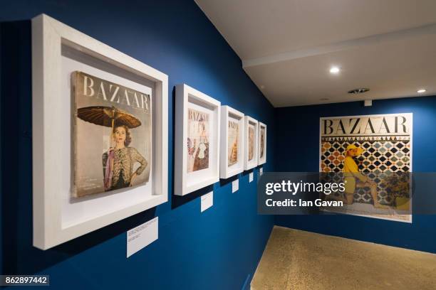 General views of the museum space during the Louise Dahl-Wolfe exhibition private view at The Fashion and Textile Museum on October 18, 2017 in...