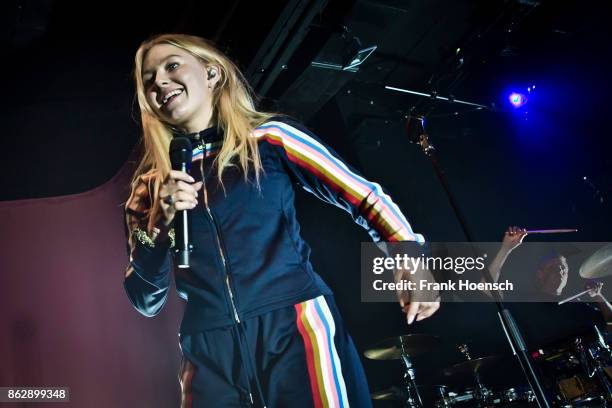 Norwegian singer Astrid Smeplass aka Astrid S performs live on stage during a concert at the Columbia Theater on October 18, 2017 in Berlin, Germany.