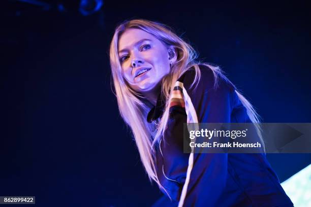 Norwegian singer Astrid Smeplass aka Astrid S performs live on stage during a concert at the Columbia Theater on October 18, 2017 in Berlin, Germany.