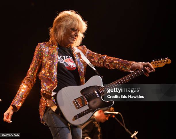 Chrissie Hynde of The Pretenders performs at New Theatre on October 18, 2017 in Oxford, England.