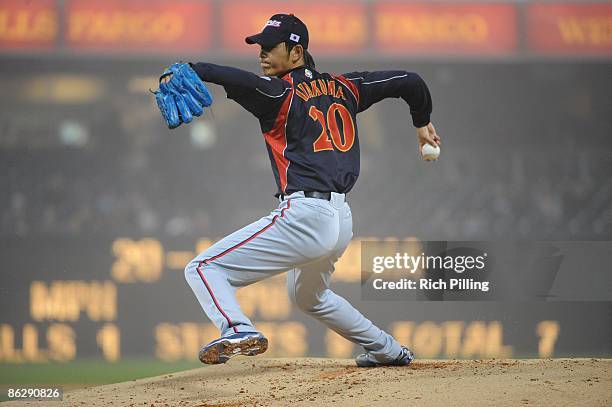 Hisashi Iwakuma of Japan pitches against Cuba during the World Baseball Classic game at Petco Park in San Diego California on March 18, 2009. Japan...