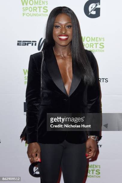 Bobsledder Aja Evans attends the The Women's Sports Foundation's 38th Annual Salute To Women in Sports Awards Gala on October 18, 2017 in New York...