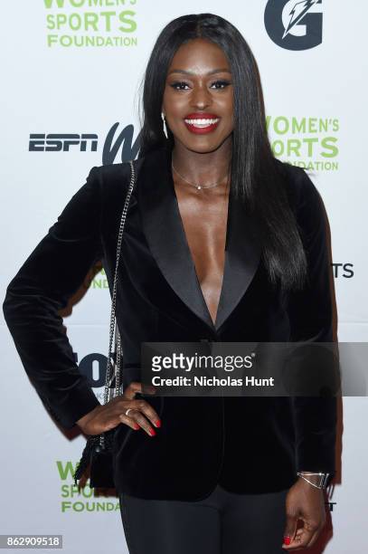 Bobsledder Aja Evans attends the The Women's Sports Foundation's 38th Annual Salute To Women in Sports Awards Gala on October 18, 2017 in New York...