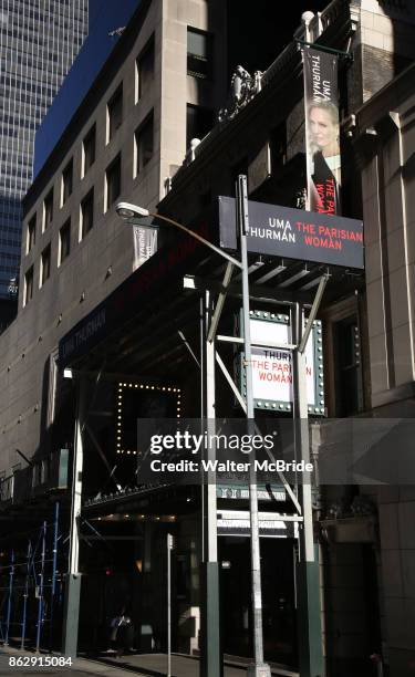 Theatre Marquee unveiling for Uma Thurman starring in 'The Parisian Woman', a new play written by Beau Willimon and directed by Tony winner Pam...