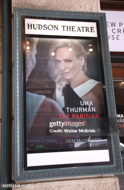 Theatre Marquee unveiling for Uma Thurman starring in 'The Parisian Woman', a new play written by Beau Willimon and directed by Tony winner Pam...