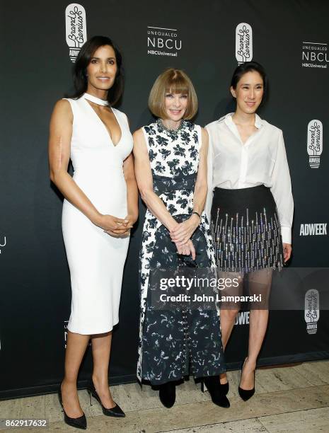 Padma Lakshmi, American Vogue Editor-in-Chief, Dame Anna Wintour and Eva Chen attend 28th Annual Adweek Brand Genius Gala at Cipriani 25 Broadway on...