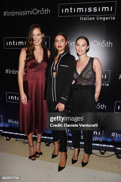 Ana Ivanovic, Irina Shayk and Ella Mills attend the Intimissimi Grand Opening on October 18, 2017 in New York, United States.