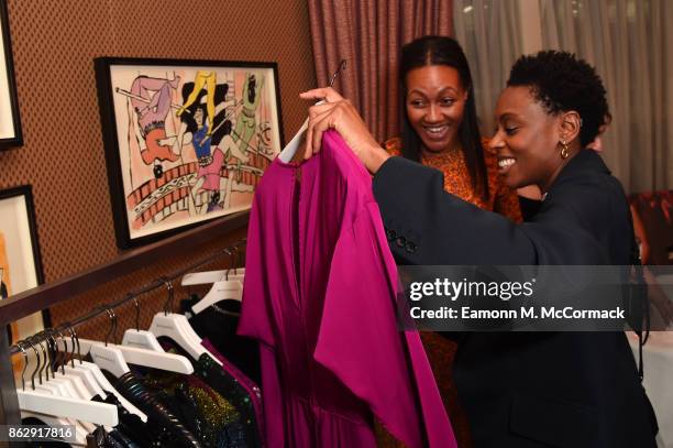 Alice Casely Hayford and Donna Wallace at the Julia Restoin-Roitfeld Christmas Edit for Warehouse launch at Mark's Club on October 18, 2017 in...