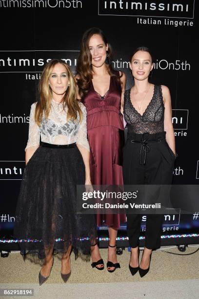 Sarah Jessica Parker, Ana Ivanovic and Ella Mills attend the Intimissimi Grand Opening on October 18, 2017 in New York, United States.
