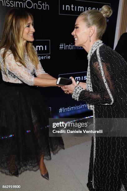 Sarah Jessica Parker and Oyku Serter attend the Intimissimi Grand Opening on October 18, 2017 in New York, United States.