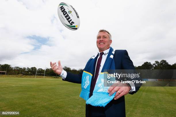 Garth Brennan poses for a photo after being announced as the new Gold Coast Titans NRL coach at Titans Centre of Excellence on October 19, 2017 in...