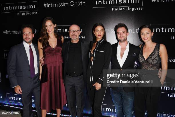 Marcello Veronesi, Ana Ivanovic, Sandro Veronesi, Irina Shayk a guest and Ella Mills attend the Intimissimi Grand Opening on October 18, 2017 in New...