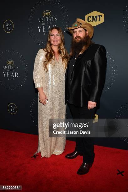 Recording Artist Chris Stapleton and Wife, Morgane arrive at the 2017 CMT Artists Of The Year Awards Show at Schermerhorn Symphony Center on October...