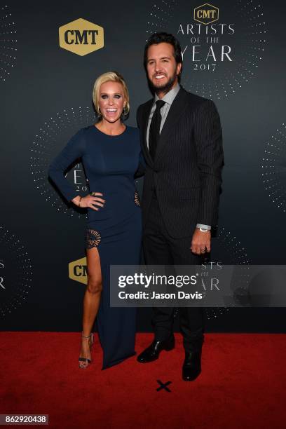 Recording Artist Luke Bryan and Wife, Caroline arrive at the 2017 CMT Artists Of The Year Awards Show at Schermerhorn Symphony Center on October 18,...
