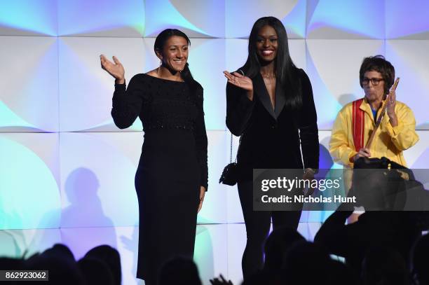 Elana Meyers Taylor and Aja Evans attend The Women's Sports Foundation's 38th Annual Salute To Women in Sports Awards Gala on October 18, 2017 in New...