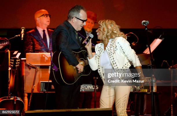 Elvis Costello and Darlene Love perform onstage during the Little Kids Rock Benefit 2017 at PlayStation Theater on October 18, 2017 in New York City.