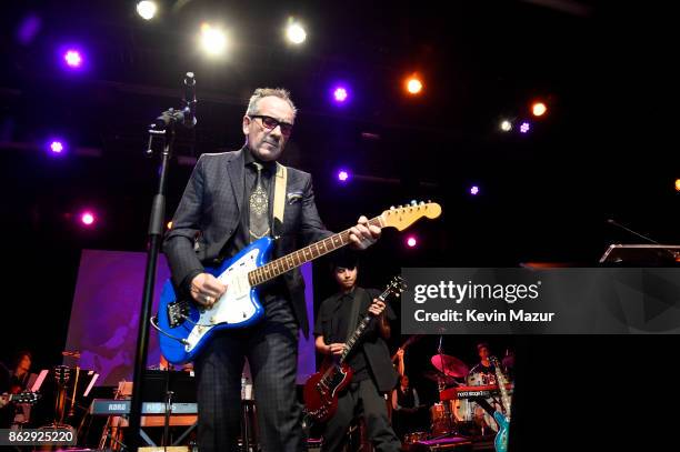 Elvis Costello performs onstage during the Little Kids Rock Benefit 2017 at PlayStation Theater on October 18, 2017 in New York City.