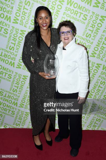 Winner of the Sportswoman of the Year in a team sport, Maya Moore, and Billie Jean King attend The Women's Sports Foundation's 38th Annual Salute To...