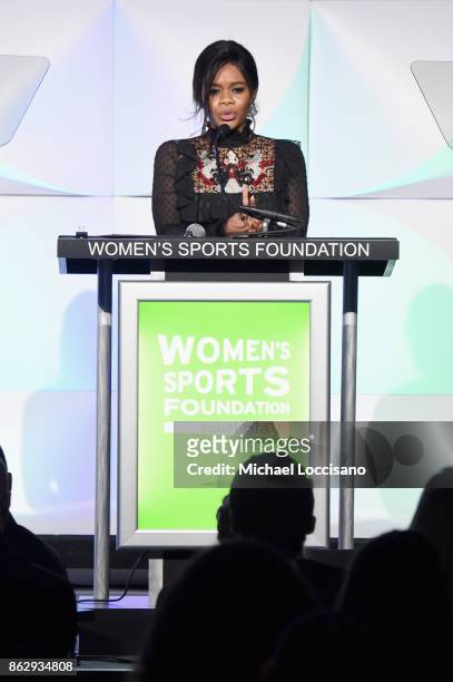 Gabby Douglas attends The Women's Sports Foundation's 38th Annual Salute To Women in Sports Awards Gala on October 18, 2017 in New York City.
