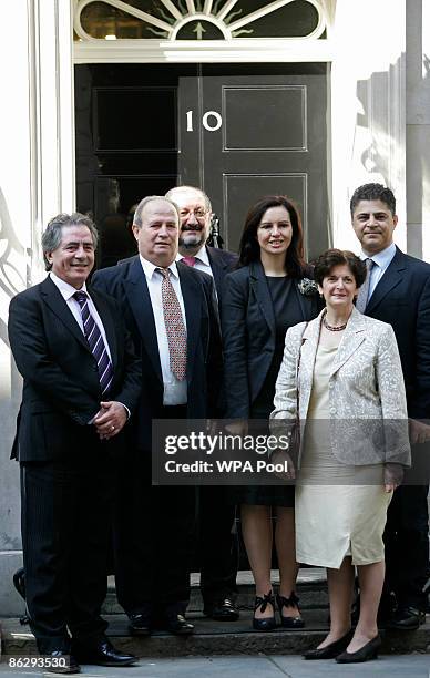 British Minister for Europe Caroline Flint pose with representatives of Turkish Cypriots, Osman Tango , Kelami Dedezade , Ilker Kilich , Aysin Yilmaz...