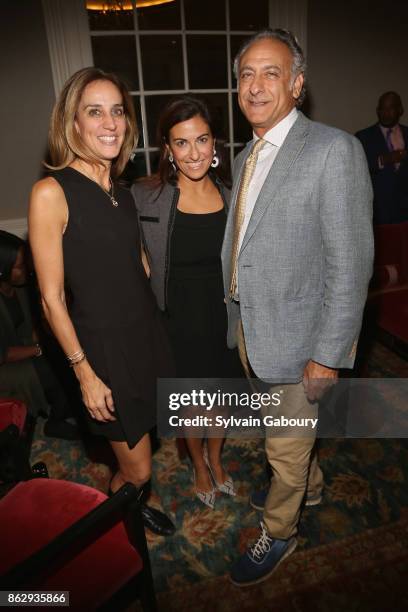 Stacy Wender, Amy Tambini and Matthew Goldfine attend Single Parent Resource Center's 2017 Fall Fete at Cosmopolitan Club on October 18, 2017 in New...