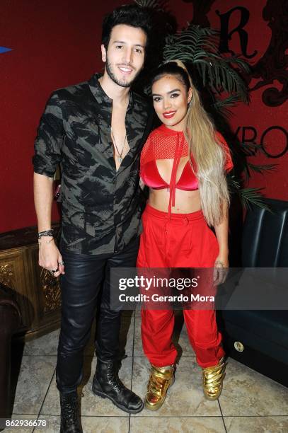 Sebastian Yatra and Karol G attend the Spectrum Presents Sebastian Yatra Powered by Pandora on October 18, 2017 in Tampa, Florida.