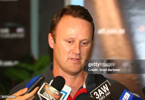 Chris Grant, Football Manager of the Bulldogs leaves after attending the AFL Draft Period at Etihad Stadium on October 19, 2017 in Melbourne,...