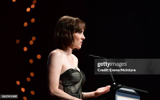Alethea Jones speaks onstage at the 6th Annual Australians in Film Award & Benefit Dinner at NeueHouse Hollywood on October 18, 2017 in Los Angeles,...