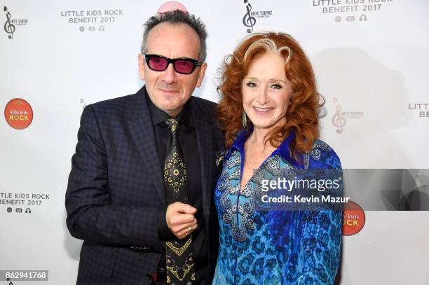 Honorees Elvis Costello and Bonnie Raitt attend the Little Kids Rock Benefit 2017 at PlayStation Theater on October 18, 2017 in New York City.